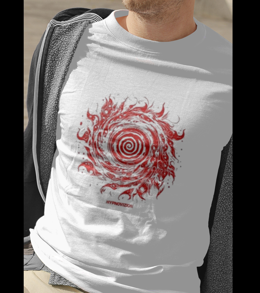 Vortex Flocked Invincible Fire Spiral T-Shirt
