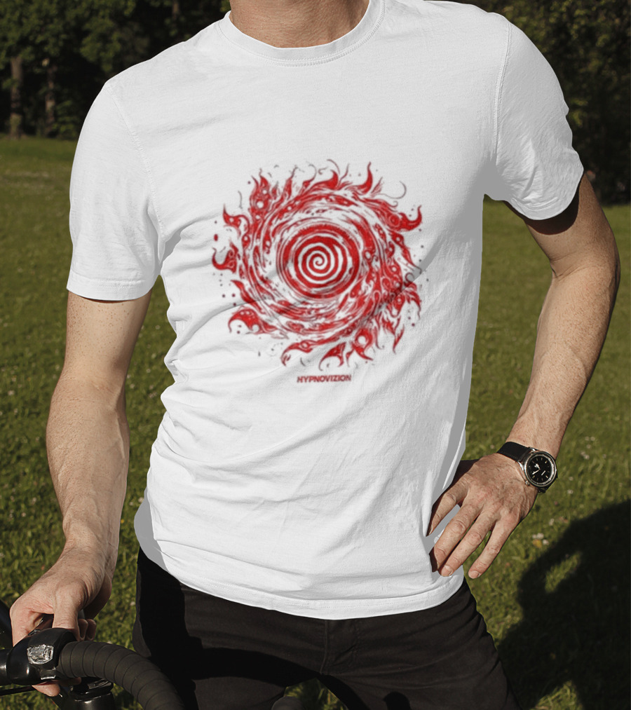 Vortex Flocked Invincible Fire Spiral T-Shirt