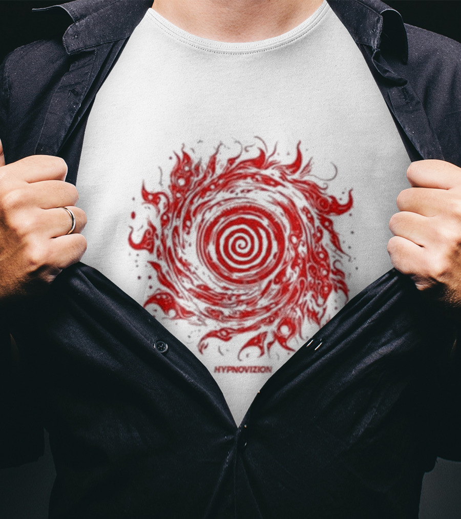 Vortex Flocked Invincible Fire Spiral T-Shirt