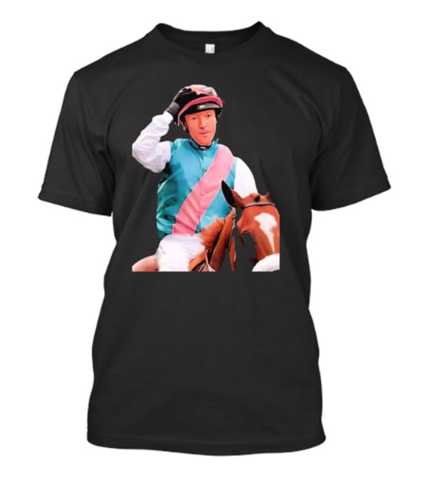 Frankie Dettori Cartoon Jockey Horse Racing Themed Image T-Shirt