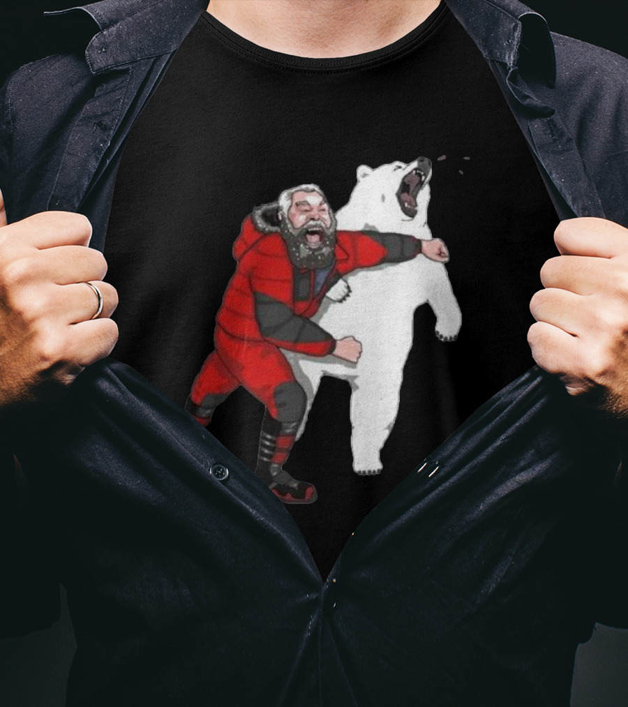 Blessed Bear Fighter Polar Punching Scene T-Shirt