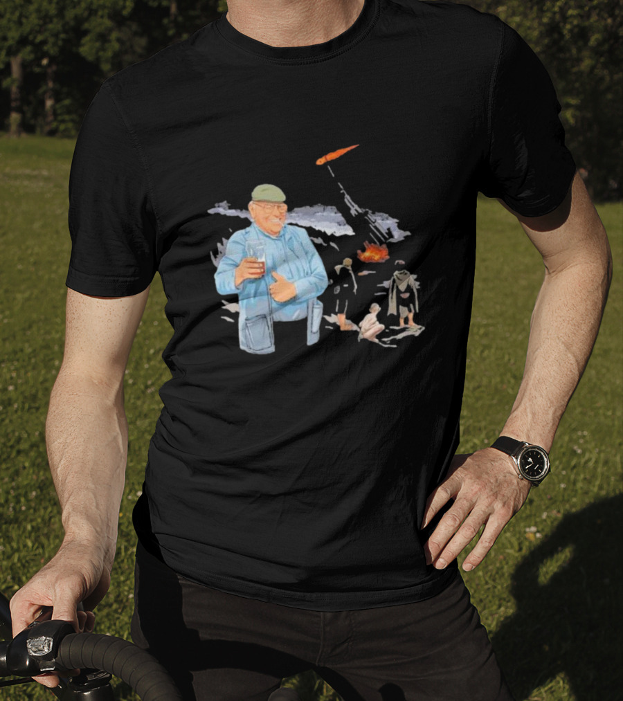 Dibnah Versus Sauron Gandalf, Hobbits, And Industrial Chimney In Middle-earth Scene T-Shirt
