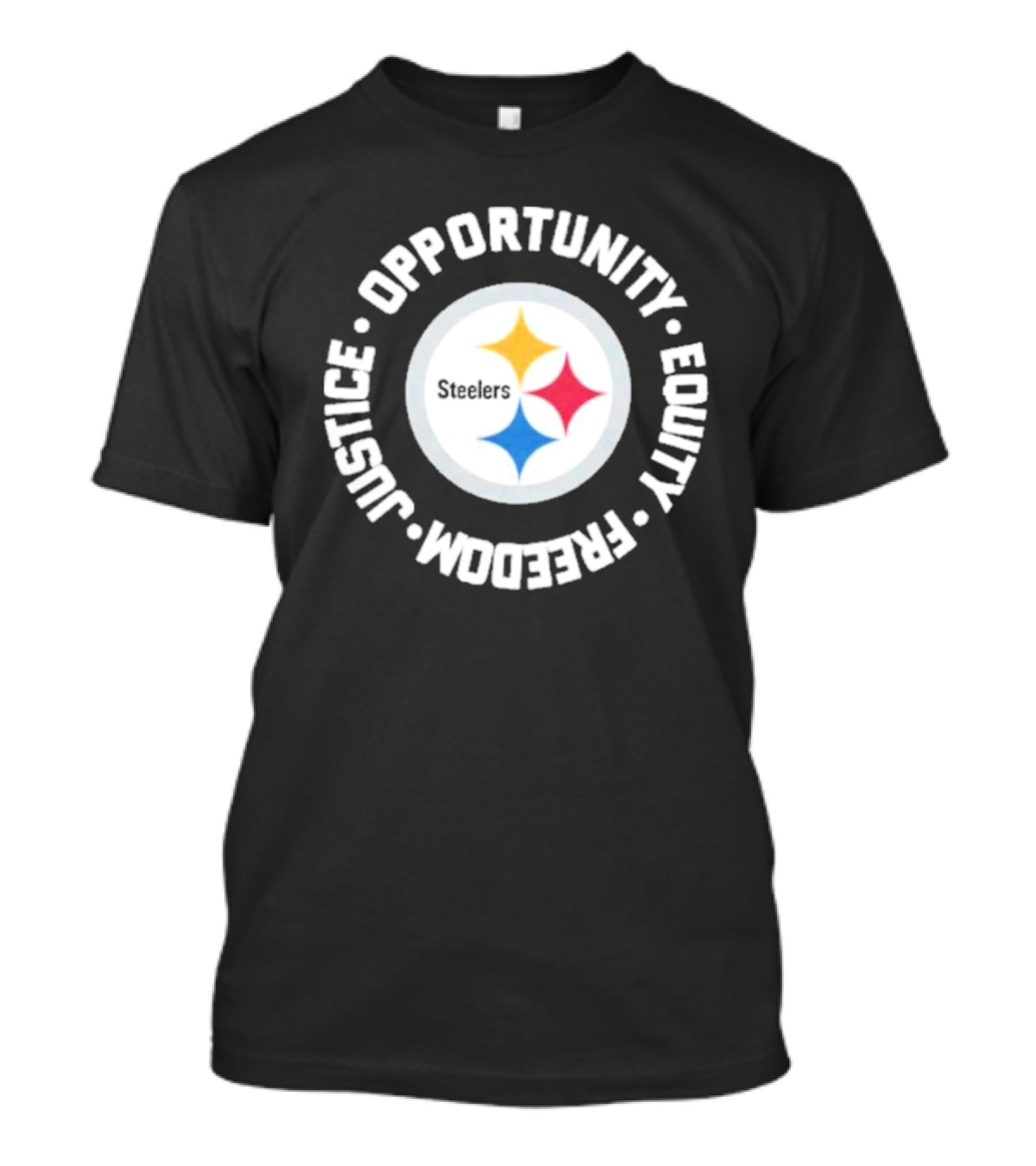 Pittsburgh Steelers Justice Opportunity Equity Freedom Circular Star T-Shirt