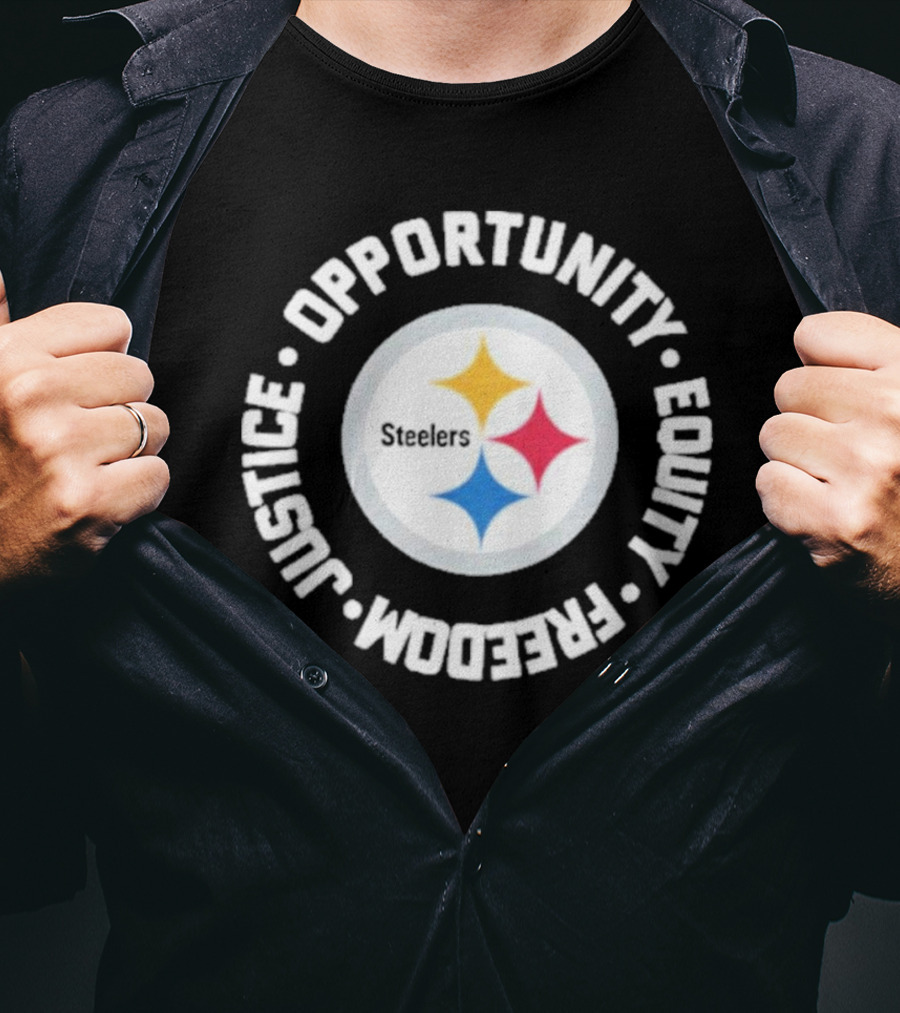 Pittsburgh Steelers Justice Opportunity Equity Freedom Circular Star T-Shirt