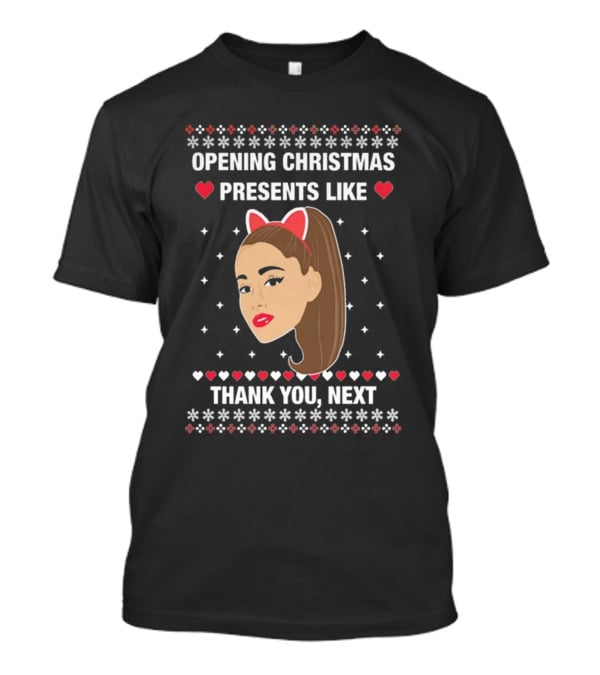 Opening Christmas Presents Like Thank You Next Ariana Grande Cat Ears T-Shirt