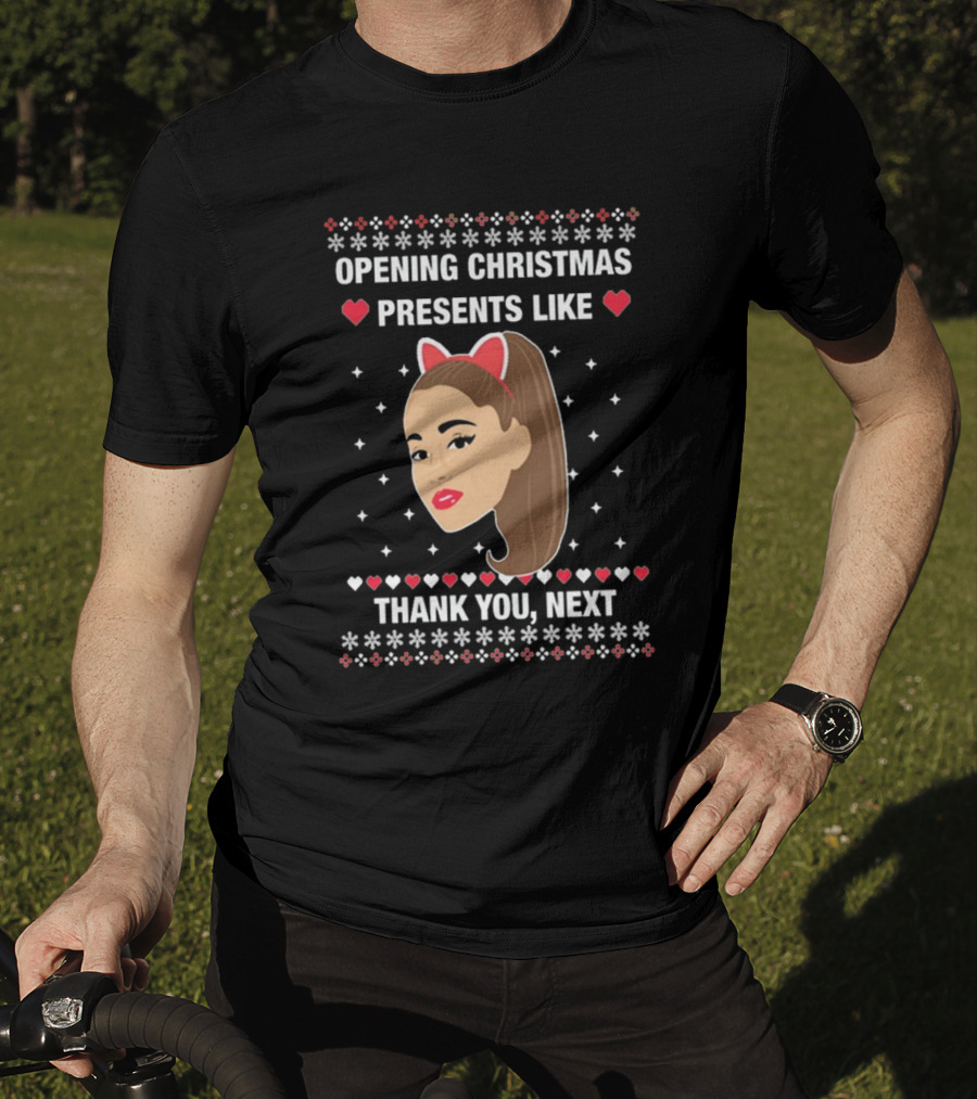 Opening Christmas Presents Like Thank You Next Ariana Grande Cat Ears T-Shirt