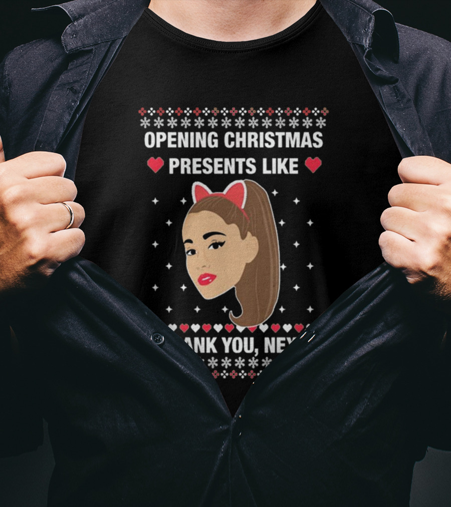 Opening Christmas Presents Like Thank You Next Ariana Grande Cat Ears T-Shirt