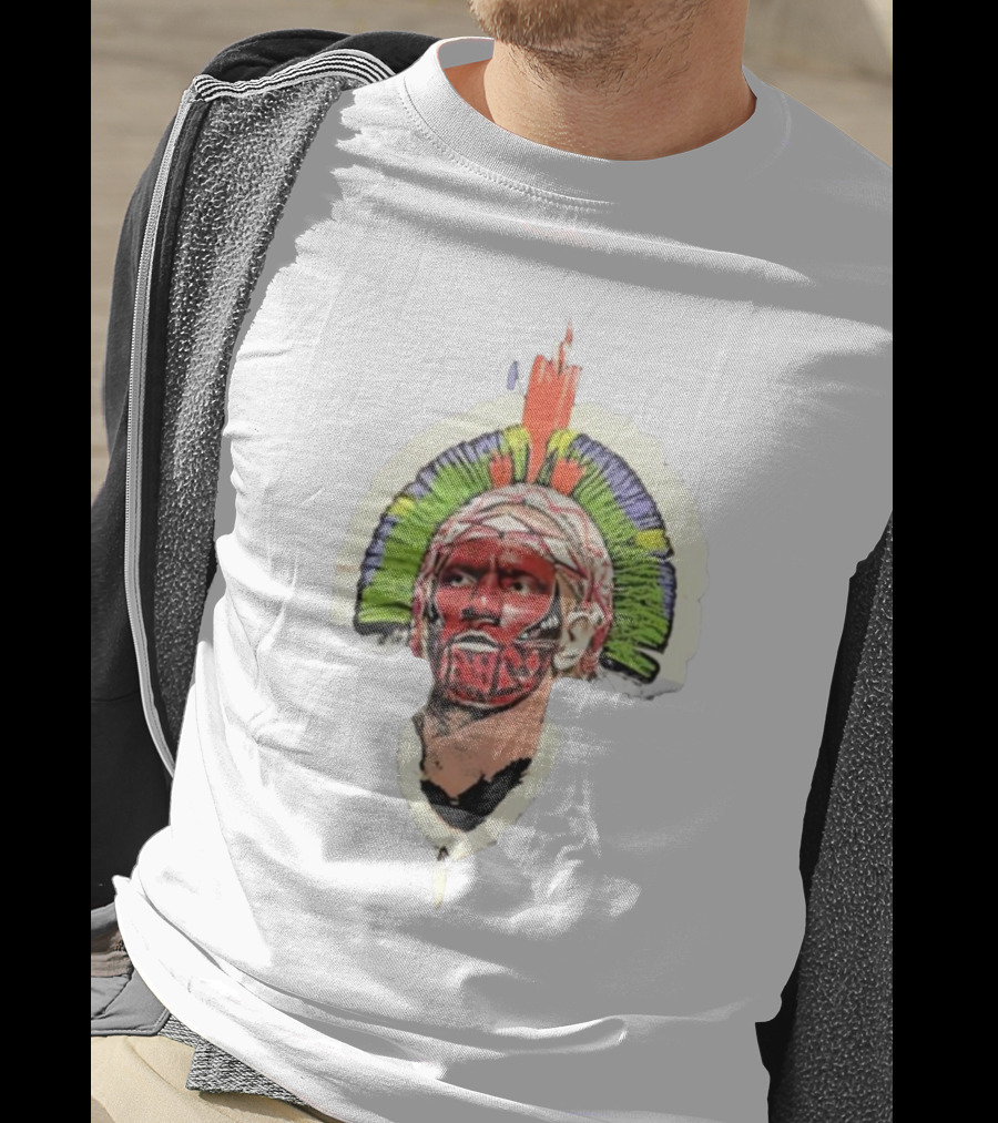 Quality Big Face Poatan Indigenous Headdress War Paint T-Shirt