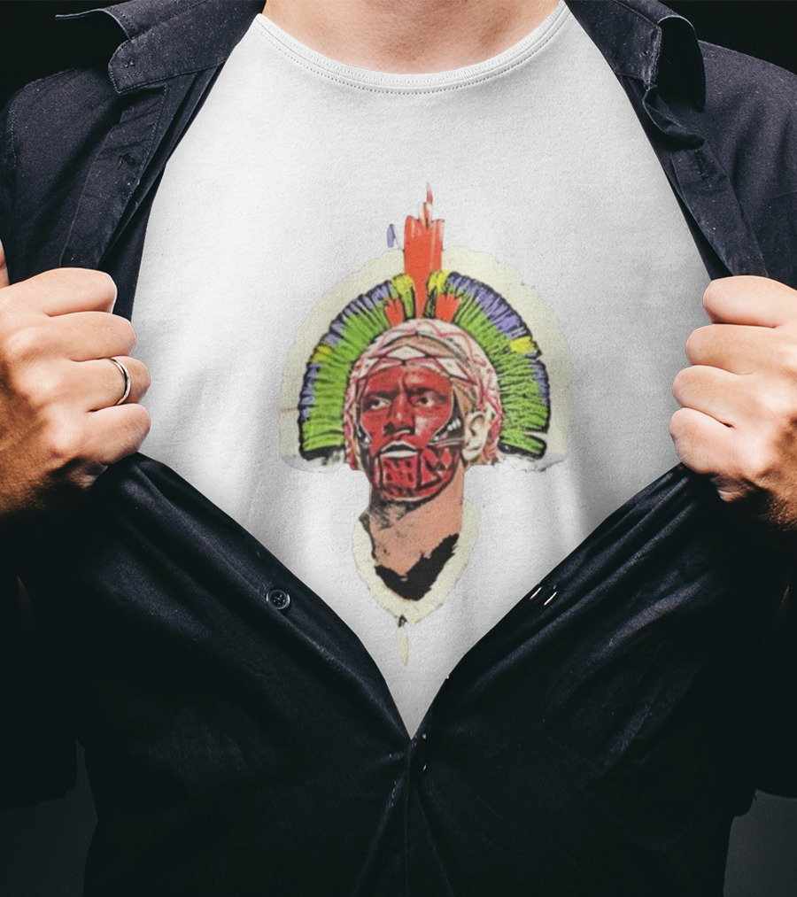 Quality Big Face Poatan Indigenous Headdress War Paint T-Shirt