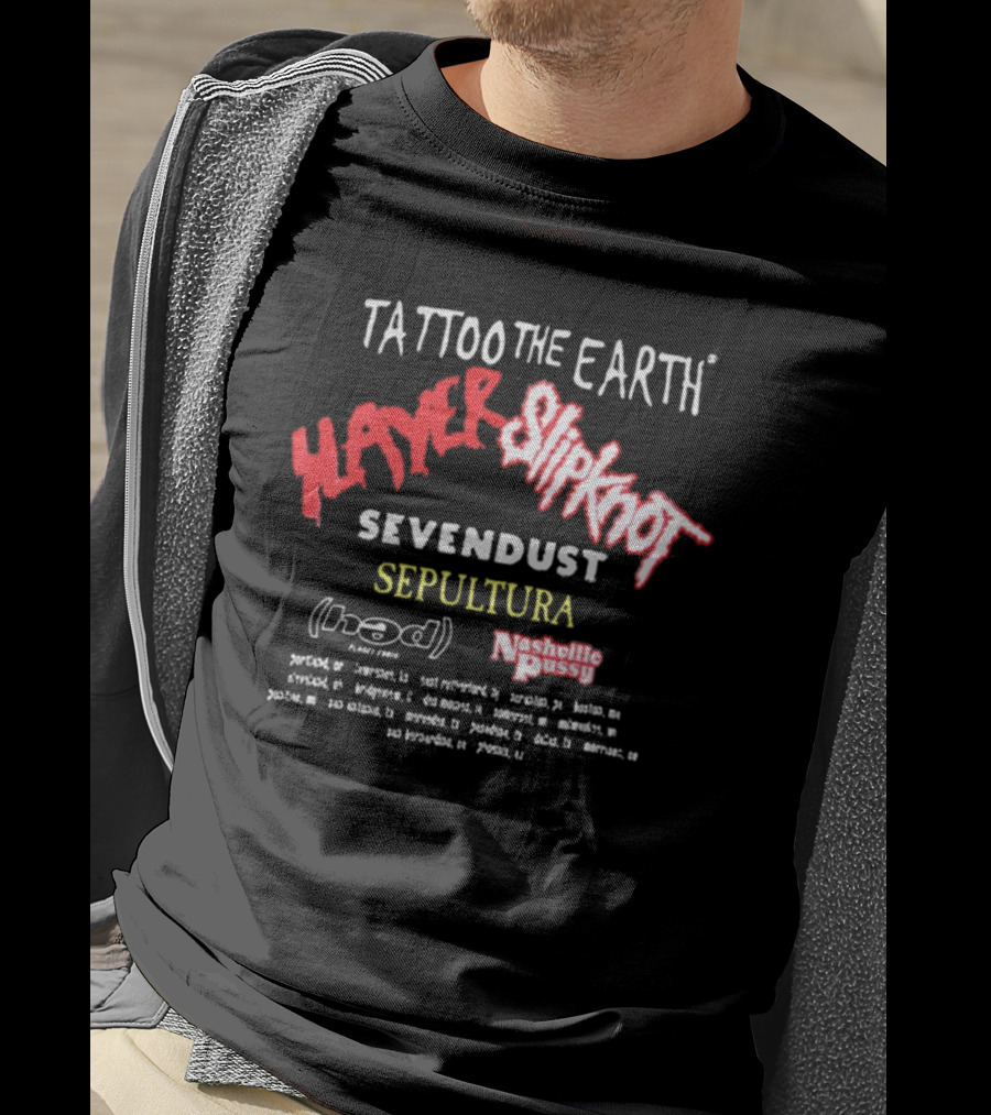 Tattoo The Earth 2000 Slayer Slipknot Sevendust Sepultura Tour T-Shirt