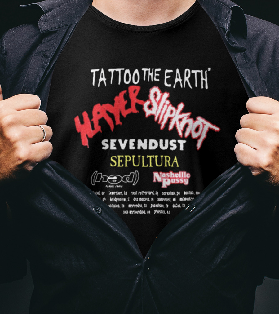 Tattoo The Earth 2000 Slayer Slipknot Sevendust Sepultura Tour T-Shirt