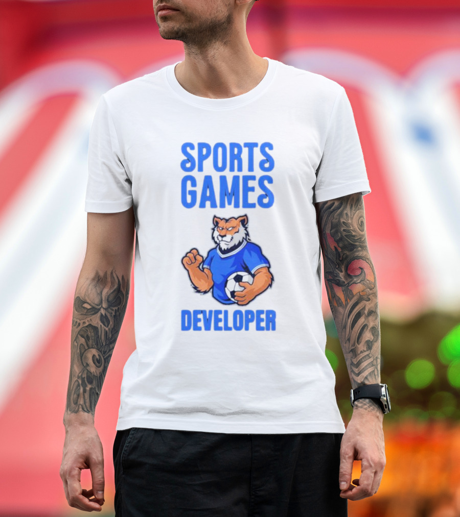 Sports Games Developer Tiger Holding Soccer Ball T-Shirt