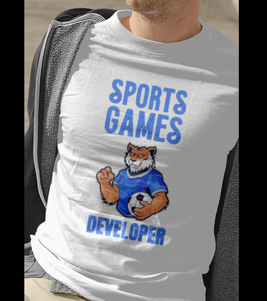 Sports Games Developer Tiger Holding Soccer Ball T-Shirt