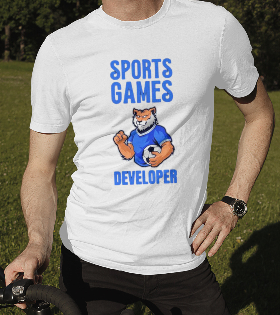 Sports Games Developer Tiger Holding Soccer Ball T-Shirt