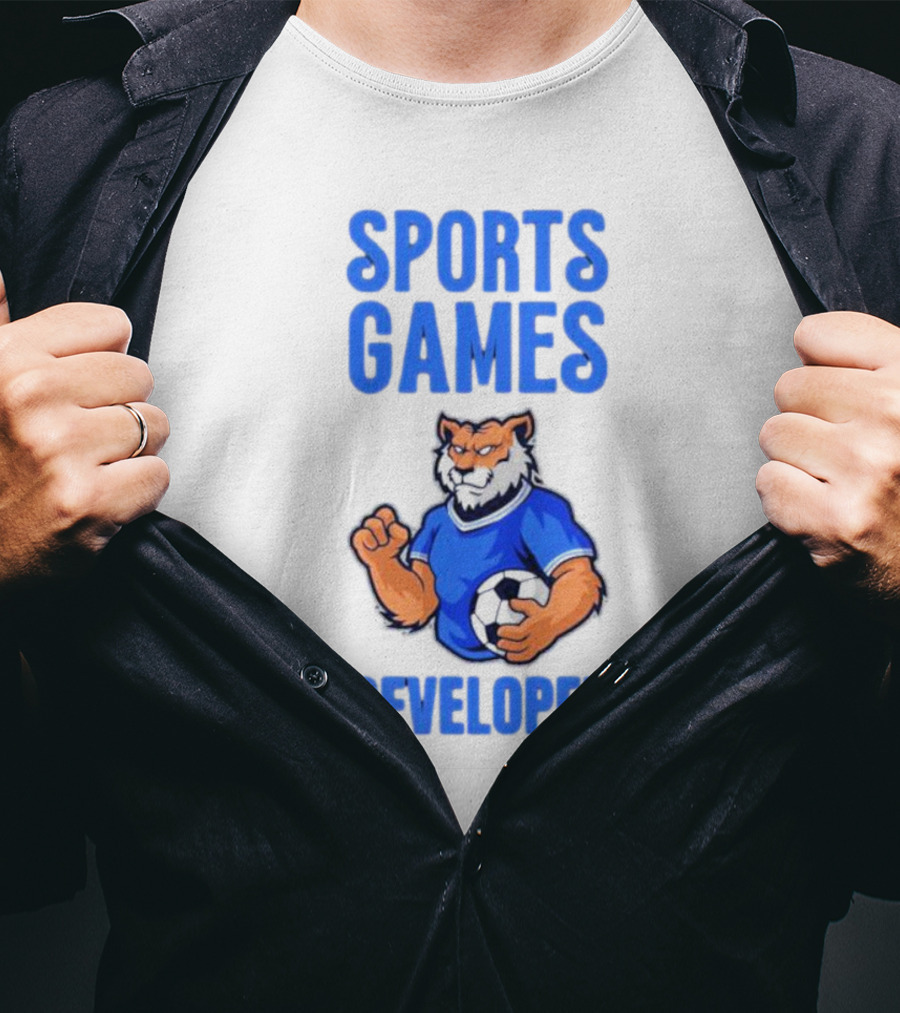 Sports Games Developer Tiger Holding Soccer Ball T-Shirt