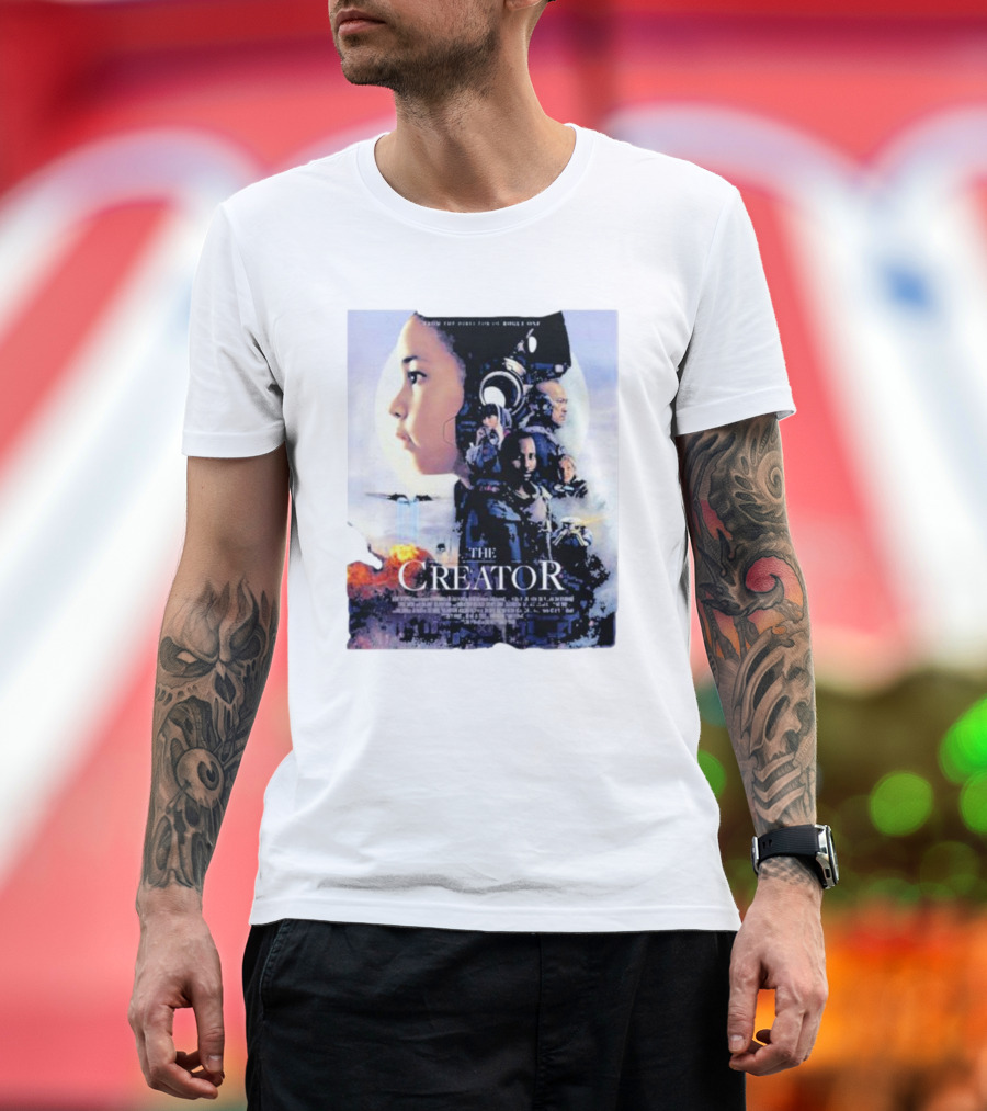 The Creator Movie Poster Design with Characters and Sci-Fi Elements T-Shirt