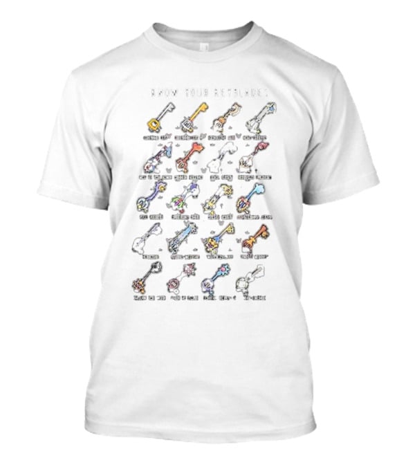 Know Your Keyblades Chart Kingdom Hearts T-Shirt