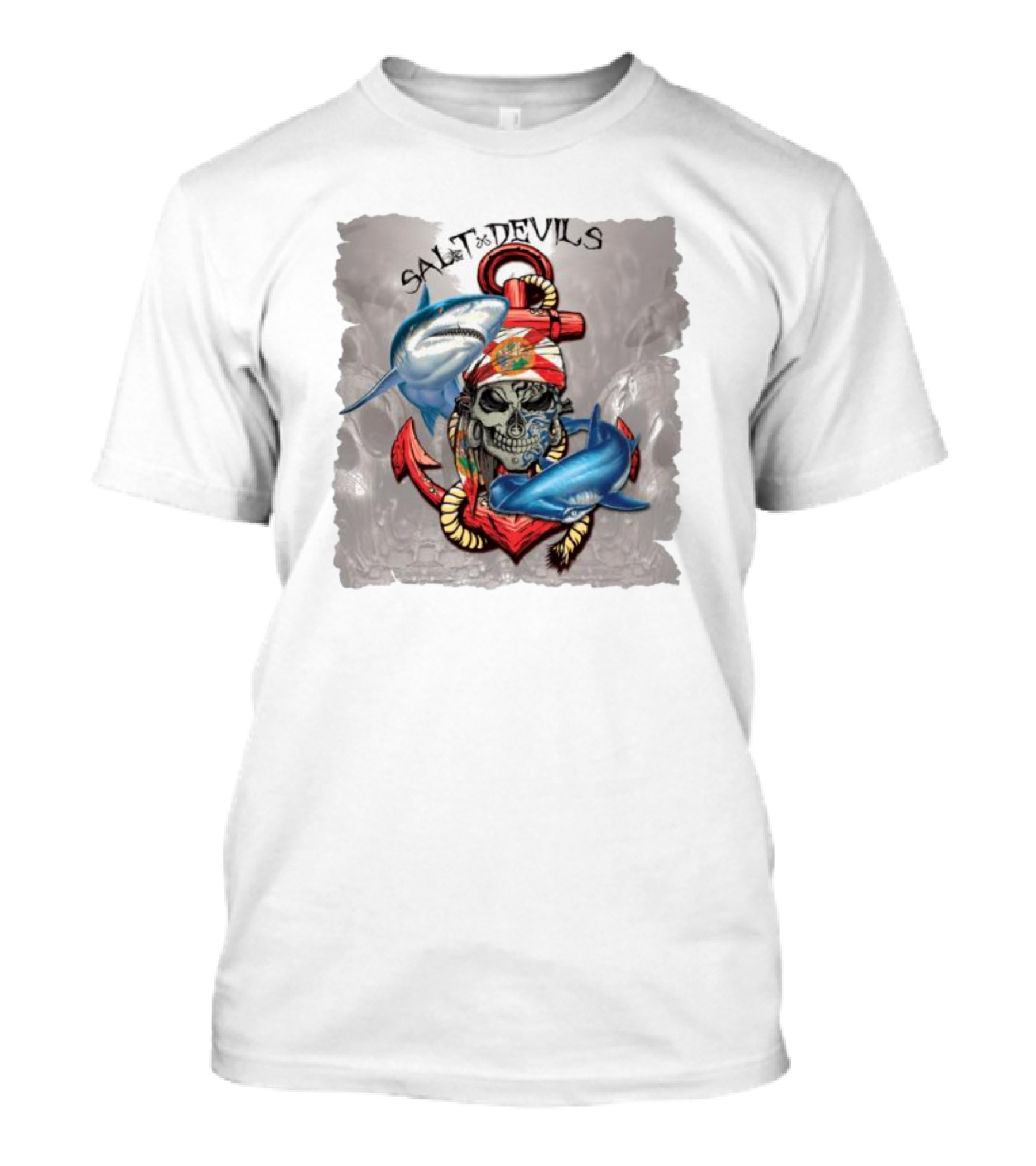 Salt Devils Pirate Skull Anchor Sharks T-Shirt