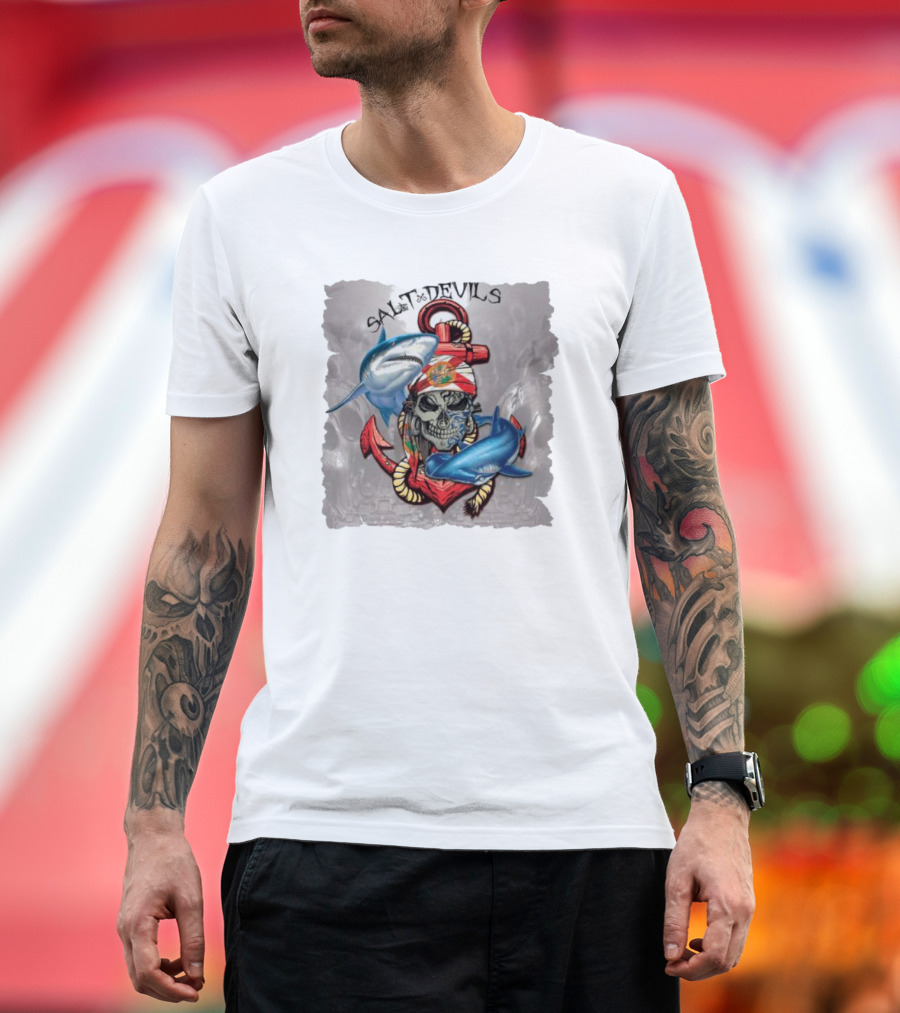 Salt Devils Pirate Skull Anchor Sharks T-Shirt