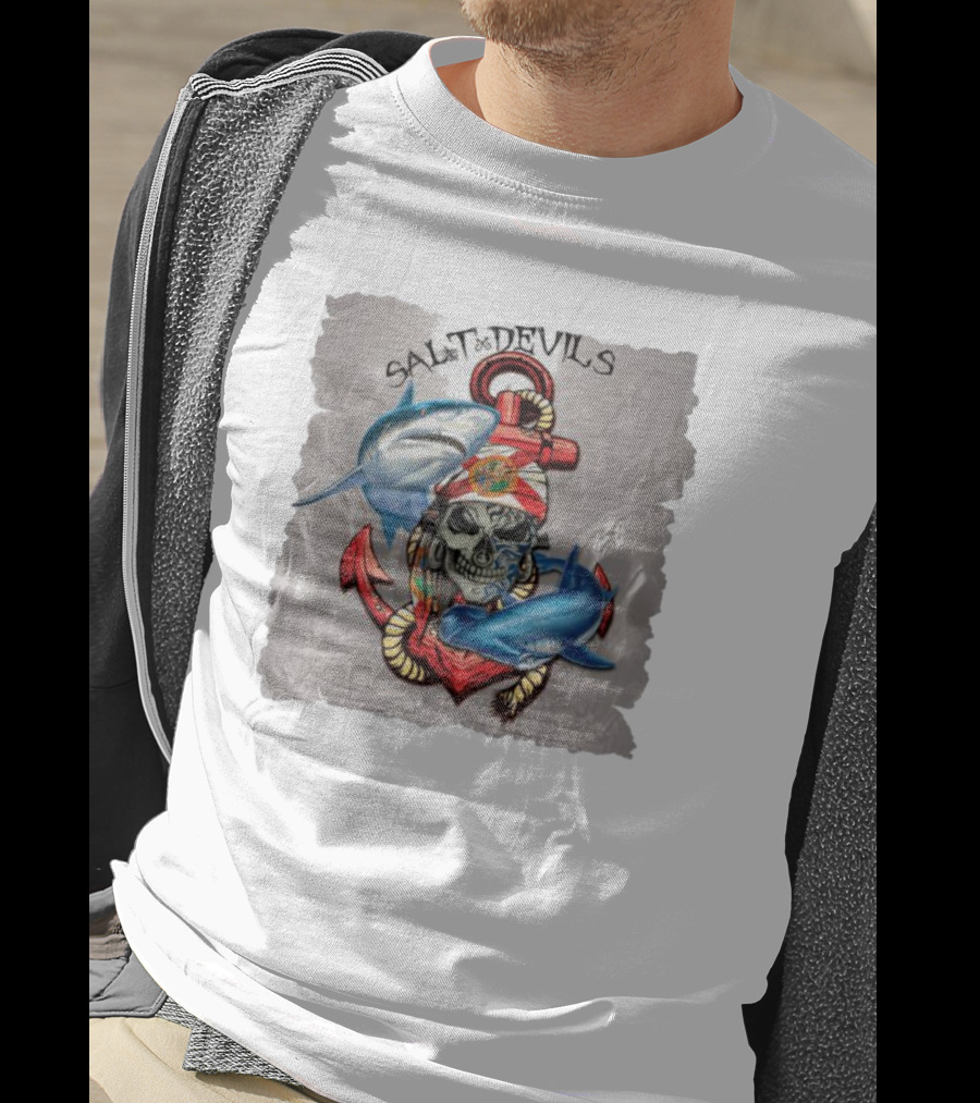 Salt Devils Pirate Skull Anchor Sharks T-Shirt