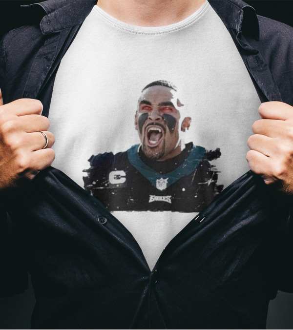 Quality Jalen Hurts Unleashed Fangs Out Eagles Football Action T-Shirt