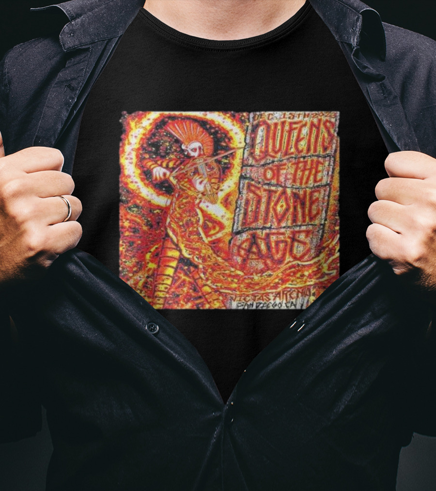 December 15th Queens Of The Stone Ages Viejas Arena San Diego Fire Violinist Performance T-Shirt