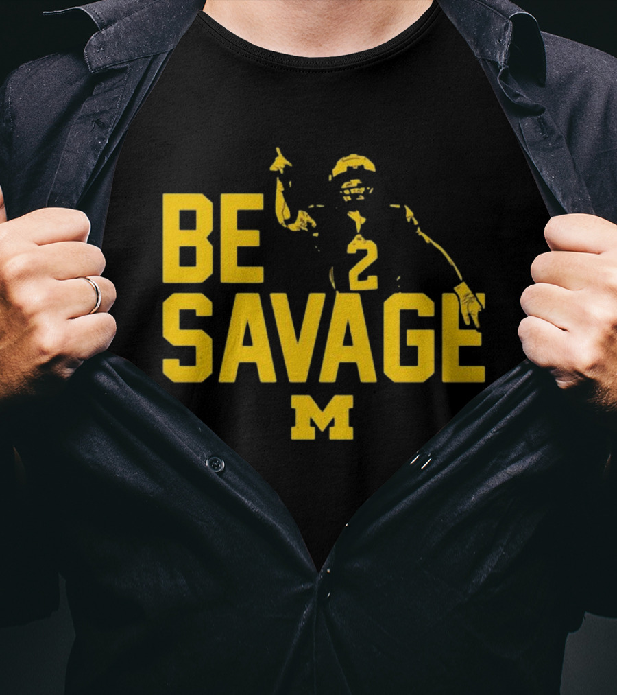 Be Savage Michigan Football Number 2 M T-Shirt