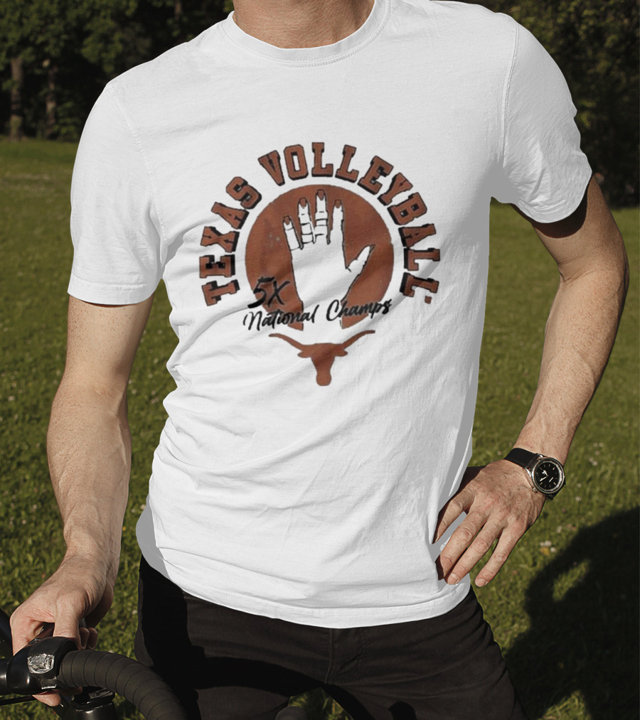 Texas Volleyball 5x National Champs Longhorn Handprint T-Shirt