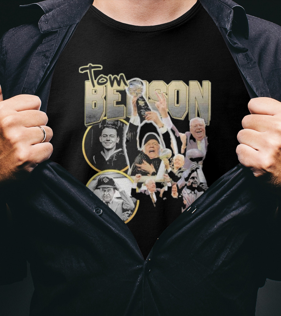 Tom Benson Legacy Celebration With Iconic Trophy Moments T-Shirt