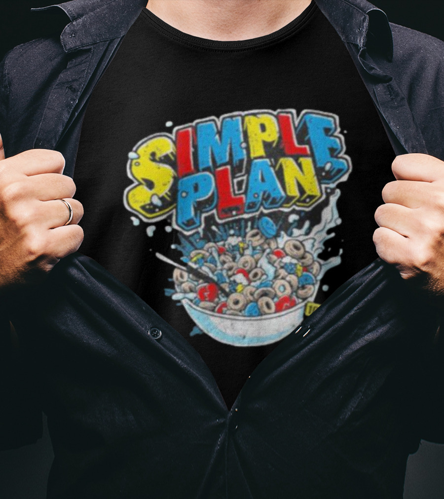 Simple Plan Pop Punk Cereal Bowl Explosion 100% T-Shirt