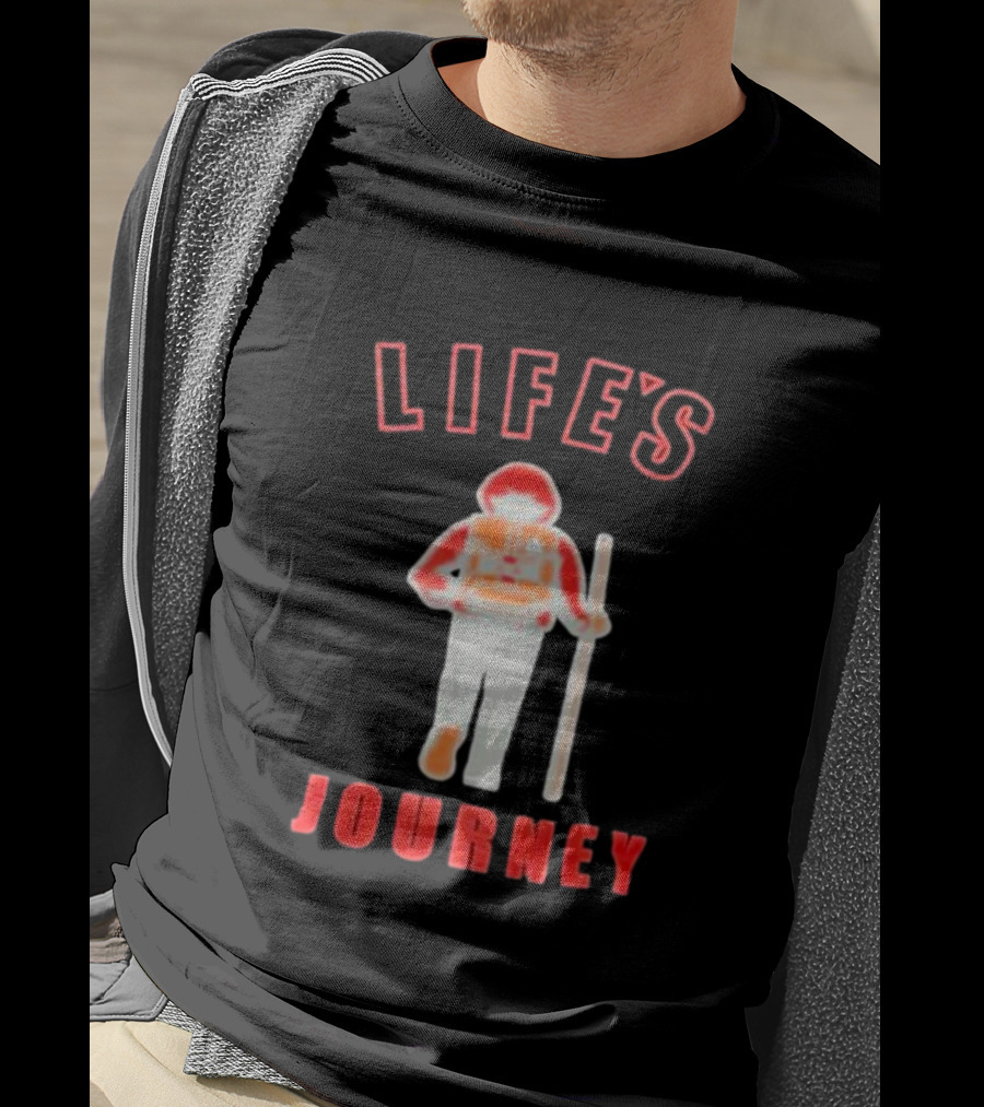 LIFE'S JOURNEY Hiker With Walking Stick T-Shirt