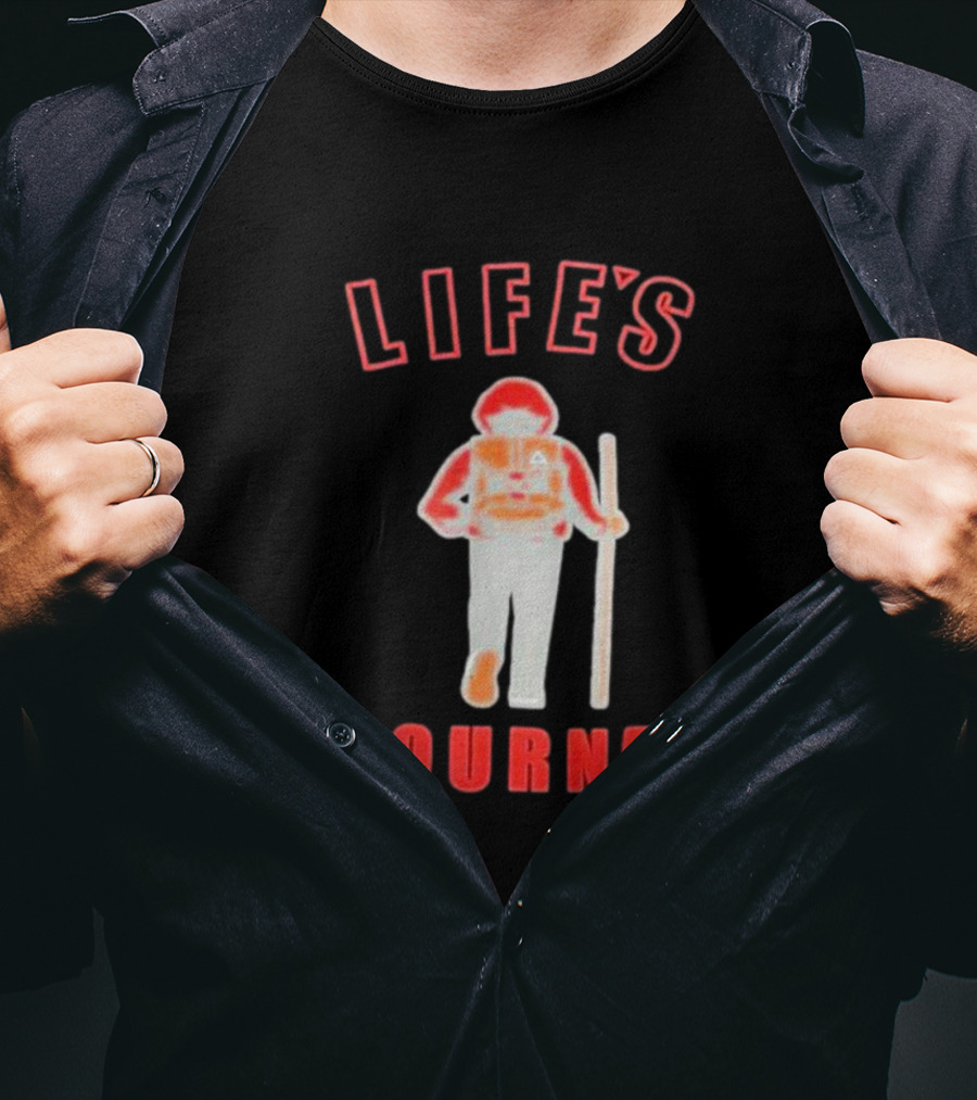 LIFE'S JOURNEY Hiker With Walking Stick T-Shirt