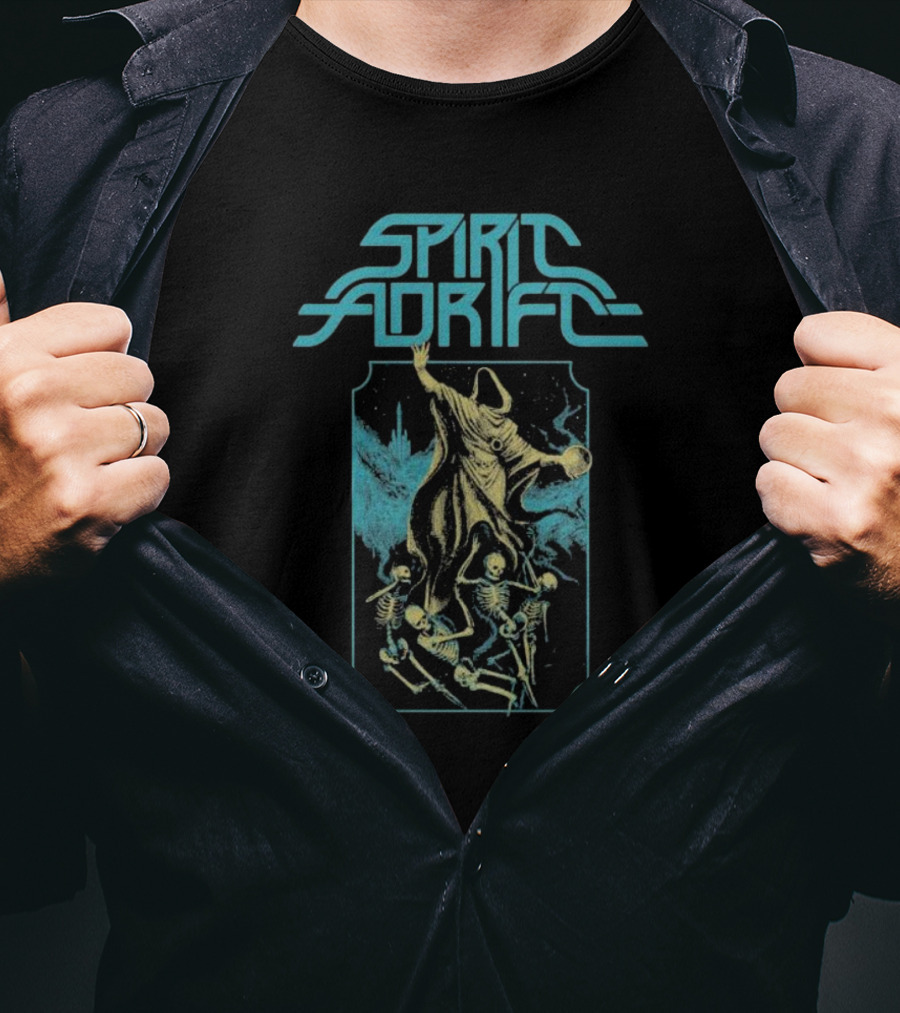 Spirit Adrift Summoner Skeleton Cloaked Figure And Dancing Skeletons T-Shirt