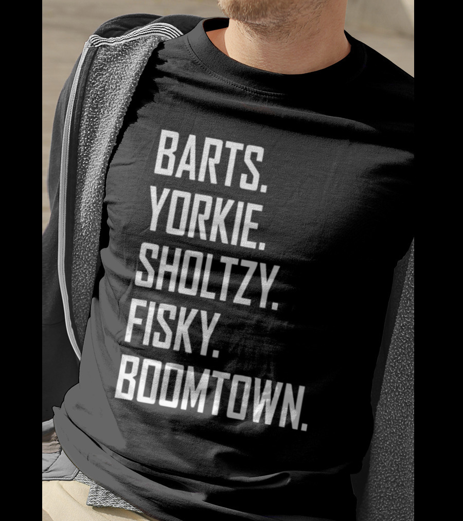 Barts Yorkie Sholtzy Fisky Boomtown Text Sequence T-Shirt