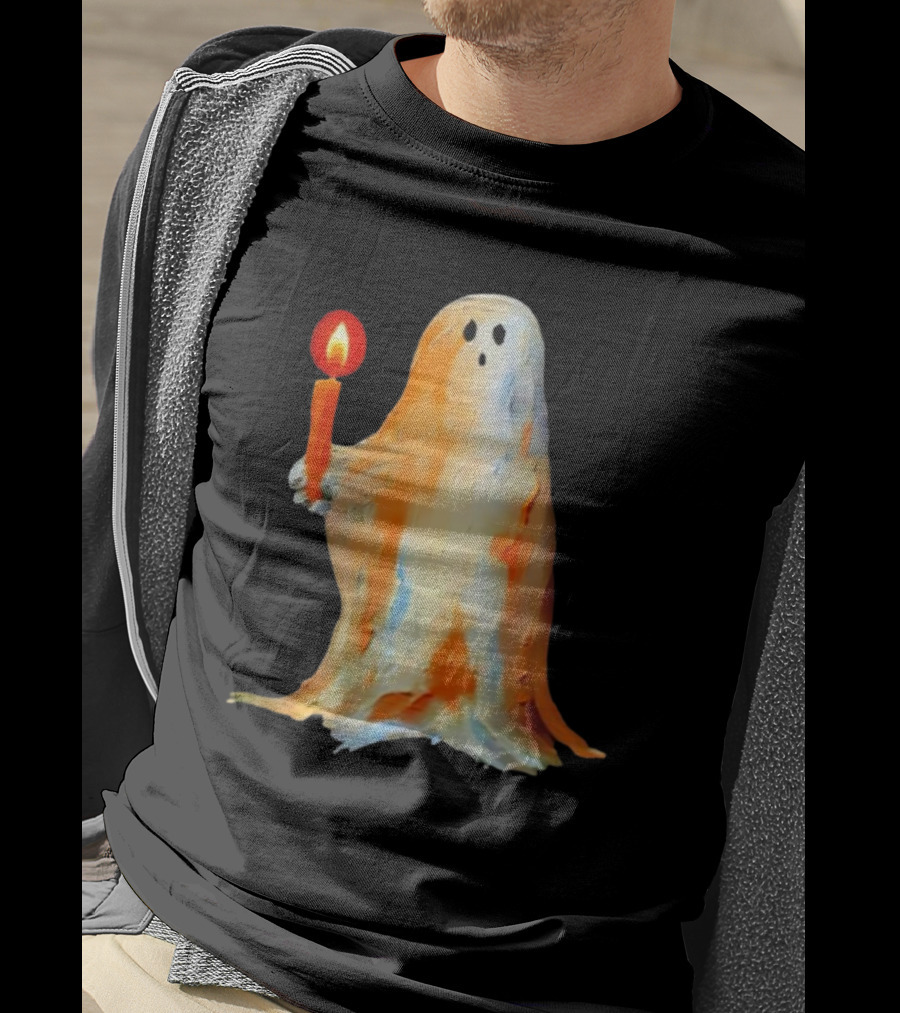 Quality Halloween Candle Holding Ghost T-Shirt