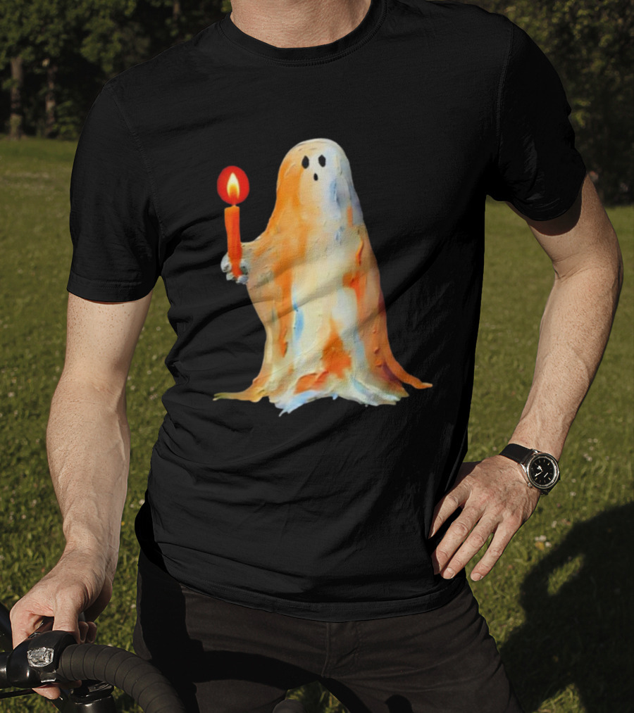 Quality Halloween Candle Holding Ghost T-Shirt