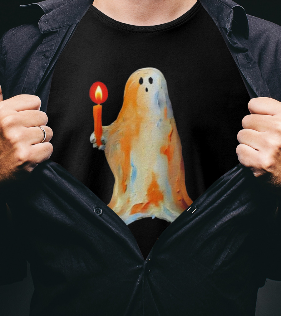 Quality Halloween Candle Holding Ghost T-Shirt