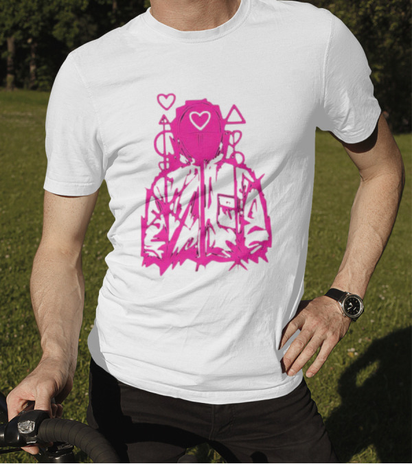 Squid Game Pink Hooded Circle Heart Triangle Symbols T-Shirt