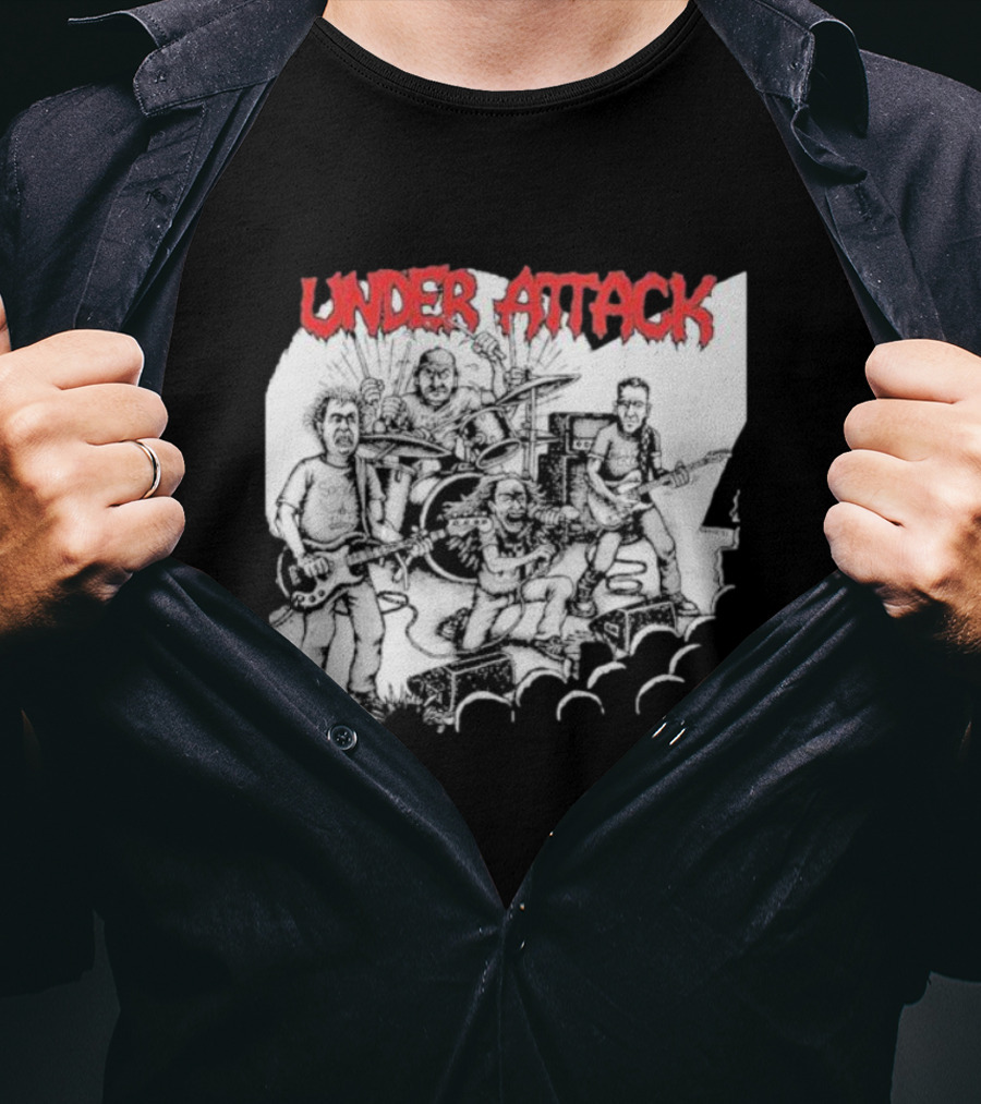 Under Attack Live Cartoon Band Performance Scene T-Shirt