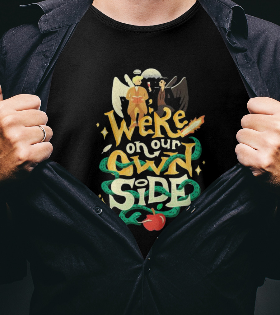 We're On Our Own Side Angel Demon Apple Serpent T-Shirt
