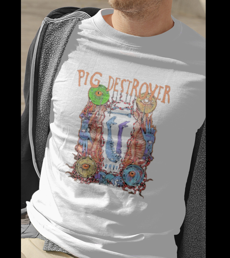 Pig Destroyer Colorful Surreal Horror Artwork With Multiple Eyes T-Shirt