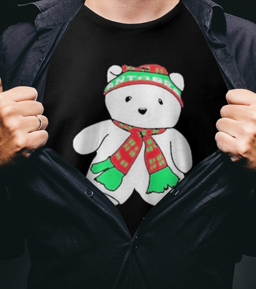 Santa Bear Minnesota Christmas Scarf And Hat Bundle T-Shirt