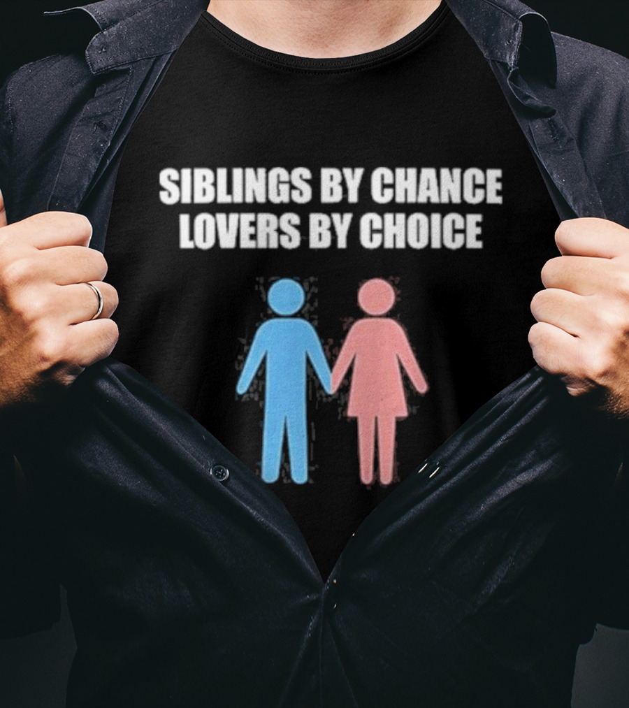 Siblings By Chance Lovers By Choice Blue Pink Stick Figures Friendship Unity T-Shirt