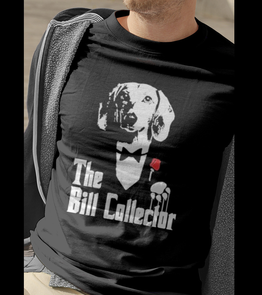 The Bill Collector Dog In Black Tie With Rose And Puppet Strings T-Shirt