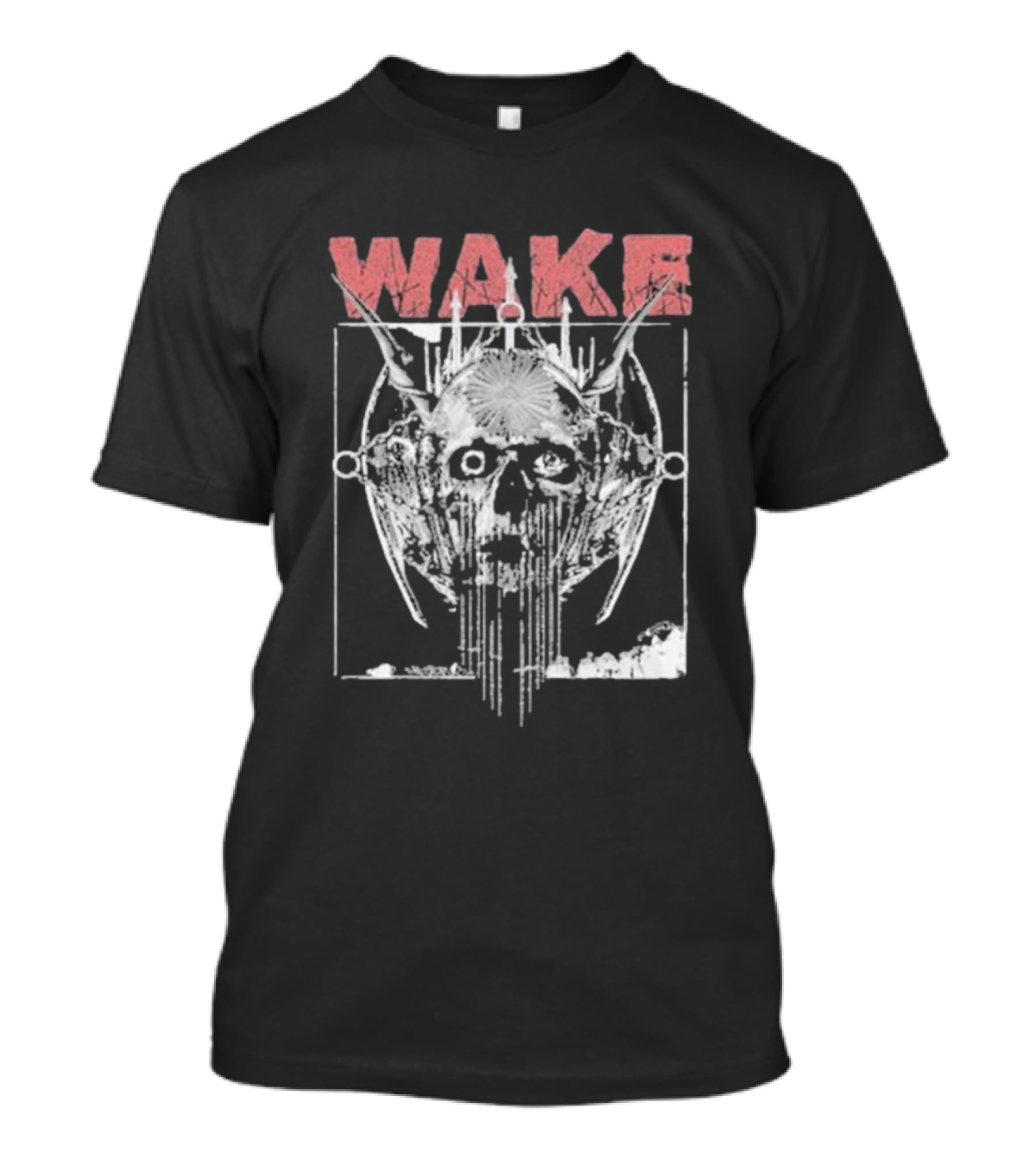 WAKE Skull With Wings And Abstract Elements T-Shirt