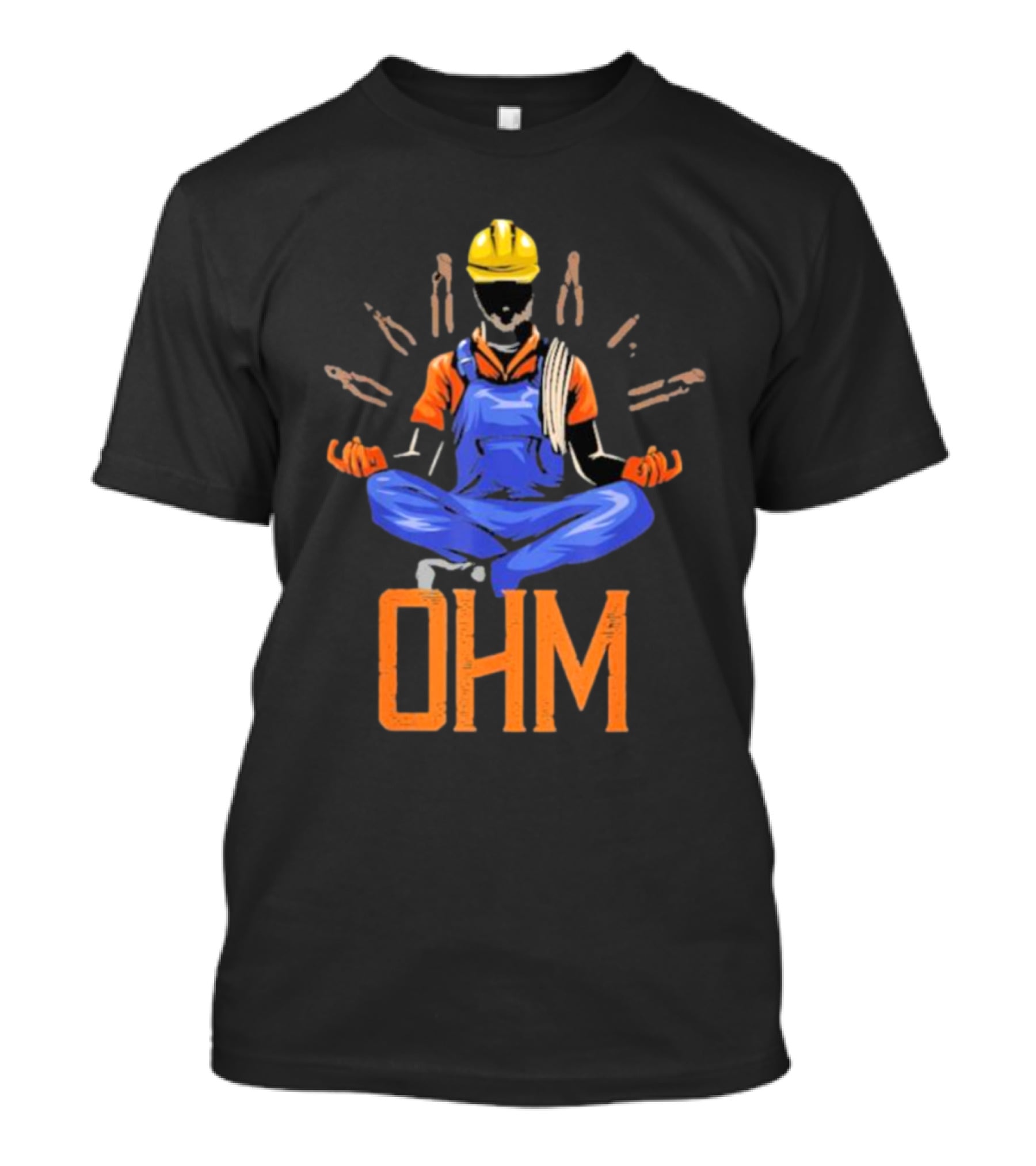 OHM Meditating Electrician With Tools And Helmet T-Shirt