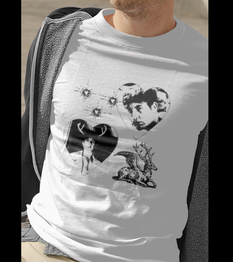 Mustardyardpress Store Oliver Hearts Deer And Faces T-Shirt