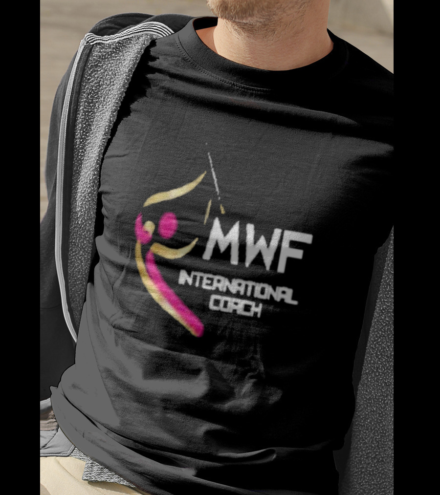 MWF International Coach Logo With Colorful Athletic Figure T-Shirt