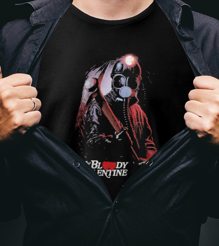 My Bloody Valentine Horror Gas Mask Miner Pickaxe T-Shirt