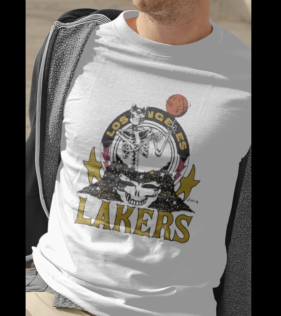 Los Angeles Lakers Grateful Dead Basketball Skull T-Shirt